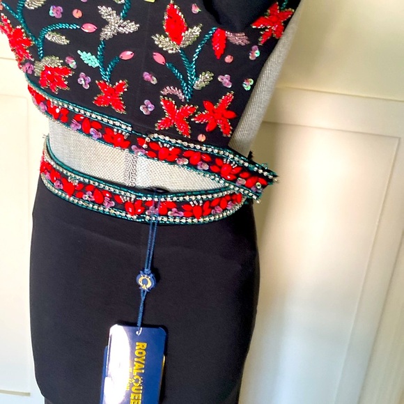 ROYAL QUEEN COLLECTION 🖤BLACK🖤 BEADED SPECIAL OCCASION 2PC DRESS SIZE 4🌟NWT🌟 - Picture 9 of 16